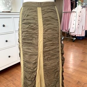 Long Green Ruched Cordelia Skirt